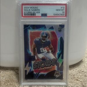2024 Panini Mosaic Malik Nabers Silver-Storm PSA 10 Card